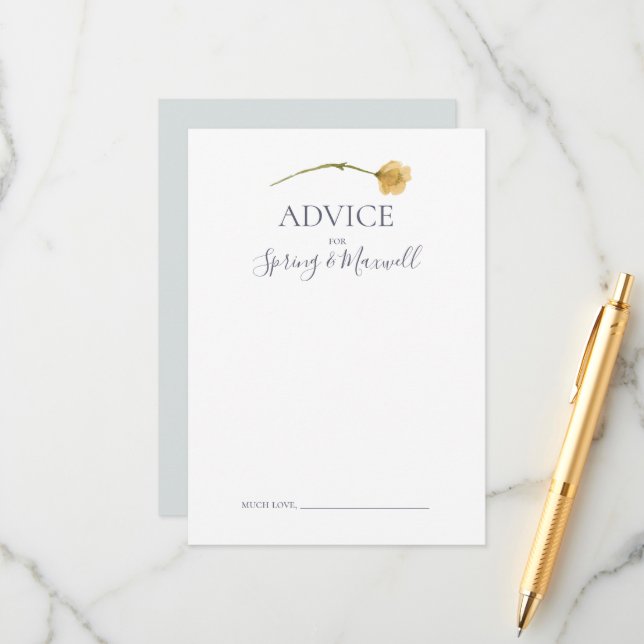 Vår Wildblomma | Ljusblått Bröllop-kort Rådkort (Fram/Back In Situ)