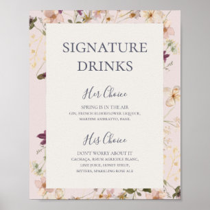 Vår Wildblomma    Namnteckning Drinks-tecken Poster