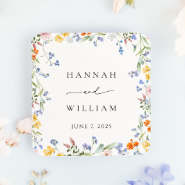 Vår Wildblomma Ram Garden Wedding Wedding Fyrkantigt Klistermärke