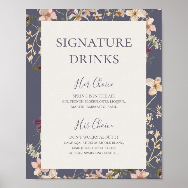 Vår Wildblomma | Skadlig Lila Namnteckning drycker Poster (Framsidan)