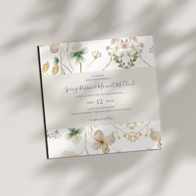 Vår Wildblomma | Vit kvadrat Bröllop Inbjudningar (Skapare uppladdad)