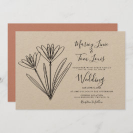 Vår Wildblomman Blommigt Hand plockade Pappra Kraf Inbjudningar