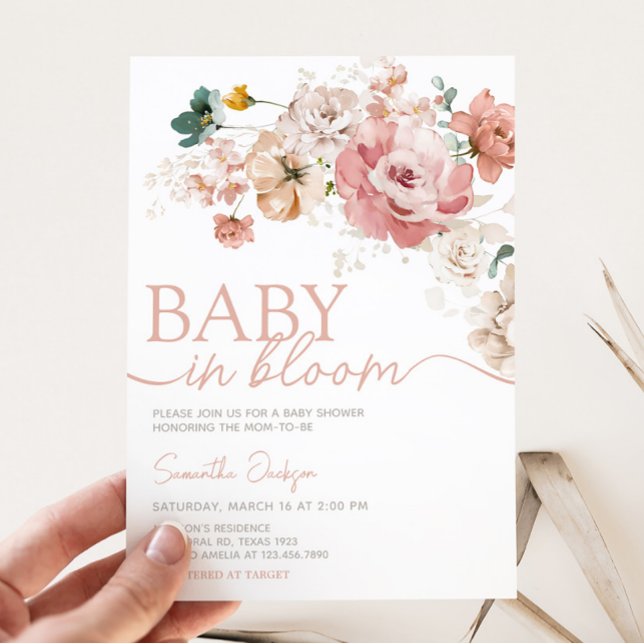 Vår Wildblommans babyskor Inbjudningar (Summer Floral Baby Shower Invitation)
