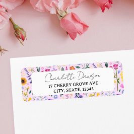 Vår Wildblommans Blommigt Rosa Girly Returadress Returadress Etikett