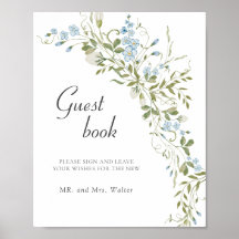 Vår WildblommBlue Grönt Bröllop Guestbook