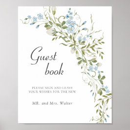Vår WildblommBlue Grönt Bröllop Guestbook Poster
