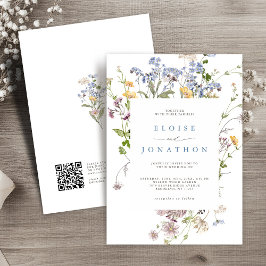 Vår Wildblomme Meadow Garden QR-kod Bröllop Inbjudningar