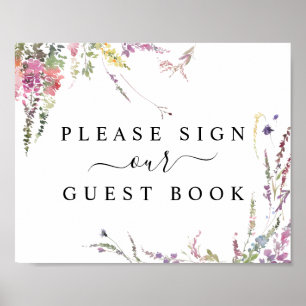Vår Wildblommes Blommigt Guest Bok Sign Poster