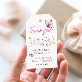 Vår WildblommGirl Rosa Baby Shower Presentetikett