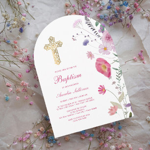 Vår Wildblommor Arch Baptism Inbjudningar
