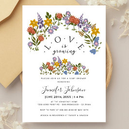 Vår Wildblommor Boho Baby Shower Neutralt Inbjudningar