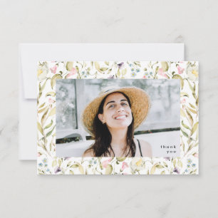 Vår Wildblommor Boho Photo Universiteten Grad Tack Kort