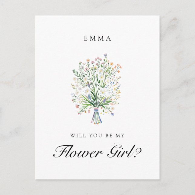Vår Wildblommor Flower Girl Frieri Vykort (Framsida)