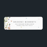 Vår Wildblommor Garden Blommigt minimalist Adress Returadress Etikett<br><div class="desc">Fira din speciella dag med den här eleganten med returadressetiketten bröllop, med delikata blommigtar för vattenfärg och modern skripttypografi. Den mjuka blommigten gräns, minimalistisk layout och paletten pastel färg gör det till perfekt för trädgårdsbröllop, utomhusceremonier, vår eller sommar-firande, och boho eller rustika teman. Fullständigt anpassade med dina personuppgifter. Om du...</div>