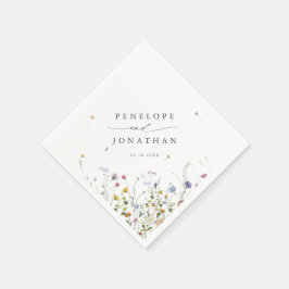 Vår Wildblommor Garden Blommigt minimalist Bröllop Pappersservett