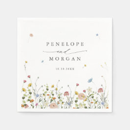 Vår Wildblommor Garden Blommigt minimalist Bröllop Pappersservett