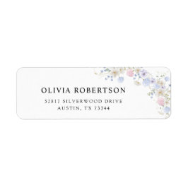 Vår Wildblommor Lila Rosa Bröllop Returadress Etikett