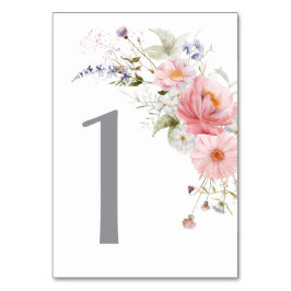 Vår Wildblommor Rosa White Bröllop Bordsnummer