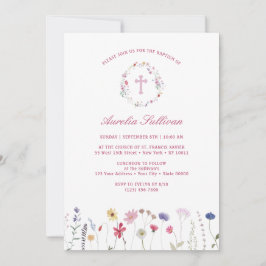 Vår Wildblommor Wandeutandning Baptism Inbjudningar