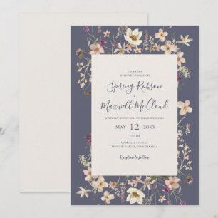 Vår Wildbloms Ram Lila Avslappnad Bröllop Inbjudningar