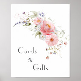 Vår Wildbloms Rosa White Bröllopskort & Gifts Poster
