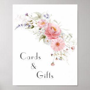 Vår Wildbloms Rosa White Bröllopskort & Gifts Poster
