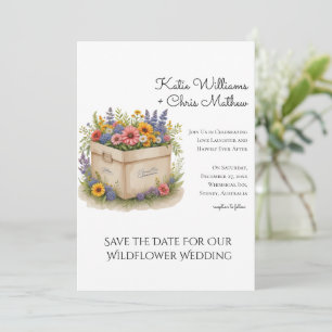 Vår Wildblomster Gift box QR-kod Foto Inbjudan