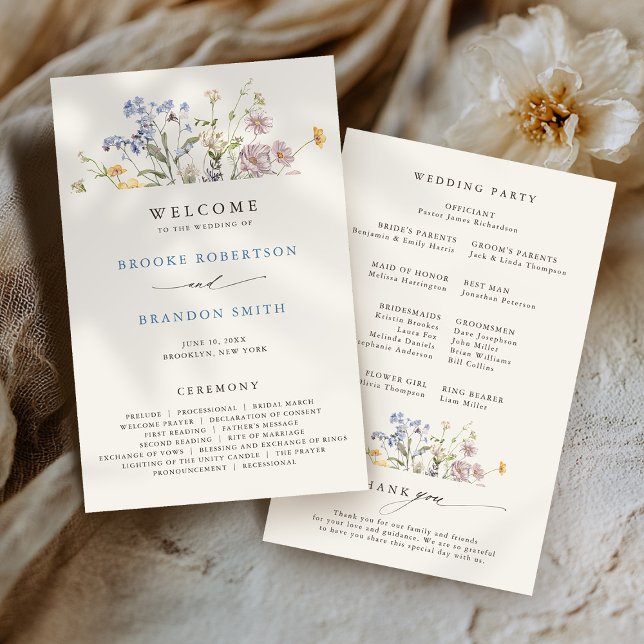 Vår Wildblomsterprogrammet Meadow Garden Wedening  (Spring Wildflower Meadow Garden Wedding Program)