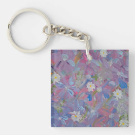 Vår Wonderland Blommigt Acrylic Square Keychain