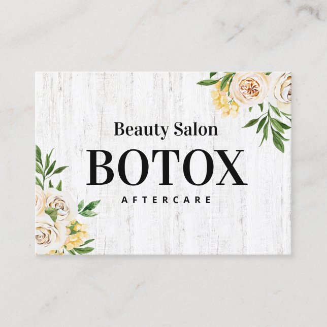 Vår Wood Botox Affärskort för eftervård Visitkort (Framsida)