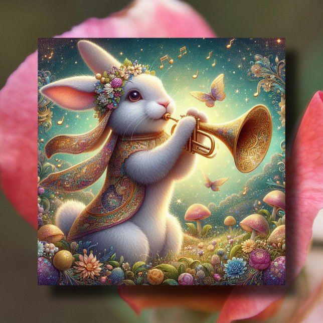 Vår Woodland Flowers Musical Påskhare Julkort (Skapare uppladdad)