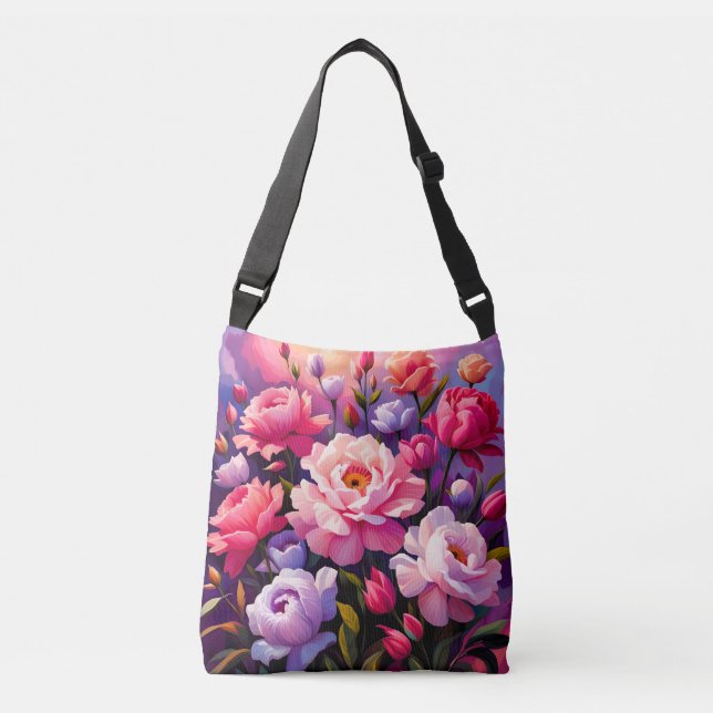 Vår Zen Soluppgång Rosa Blomsterträdgård  Axelväska (Framsida)