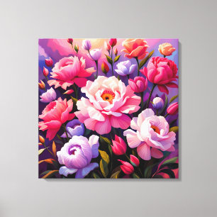 Vår Zen Soluppgång Rosa Blomsterträdgård  Canvastryck