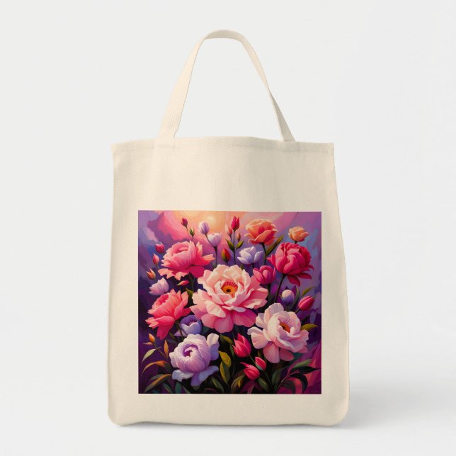 Vår Zen Soluppgång Rosa Blomsterträdgård  Tygkasse (Framsidan)