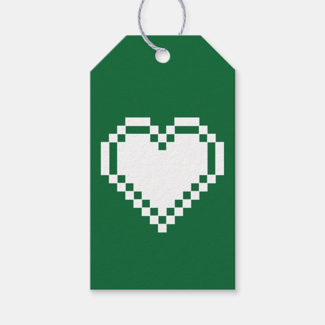 Våra 8-Bit Hjärter i Grön Presentetikett (Framsidan)