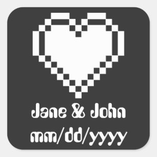 Våra 8-bitars Hearts i Black Sticker Fyrkantigt Klistermärke