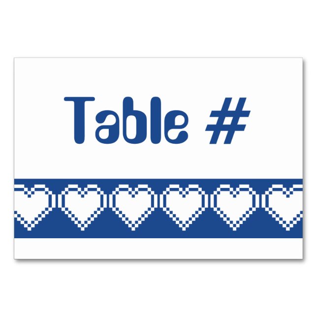 Våra 8-bitars Hearts i Blue Bord Card Bordsnummer (Framsidan)
