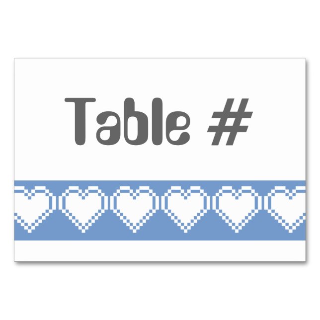 Våra 8-bitars Hearts i Periwinkle Bord-kort Bordsnummer (Framsidan)