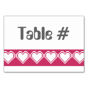 Våra 8-bitars Hearts i Raspberry Bord Card Bordsnummer
