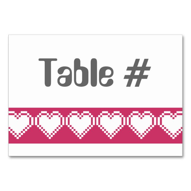 Våra 8-bitars Hearts i Raspberry Bord Card Bordsnummer (Framsidan)