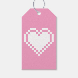 Våra 8-bitars hjärtan i Märkrn Petal Rosa Gift Presentetikett