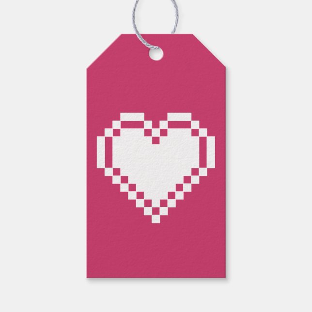 Våra 8-bitars hjärtan i Märkrn Raspberry Gift Presentetikett (Framsidan)