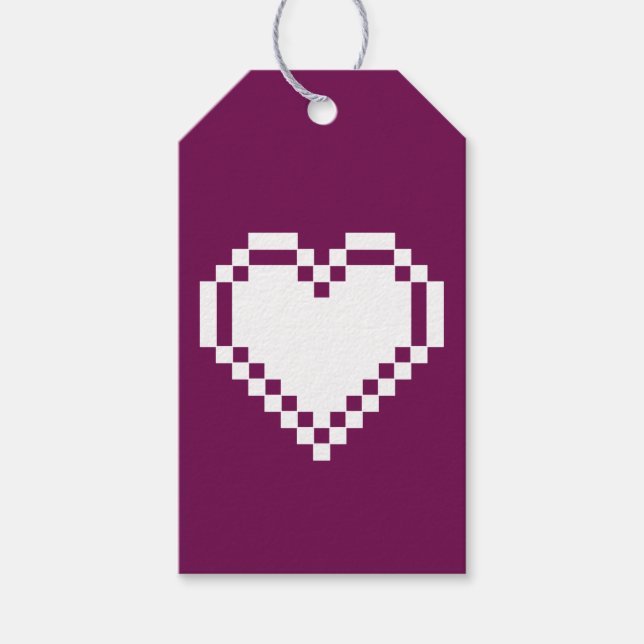 Våra 8-bitars hjärtan i Märkrn Vin Gift Presentetikett (Framsidan)