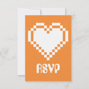 Våra 8-bitars hjärtan i orange RSVP-kort OSA Kort
