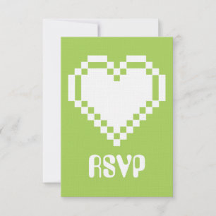 Våra 8-bitars hjärtan i Peridot RSVP-kort OSA Kort