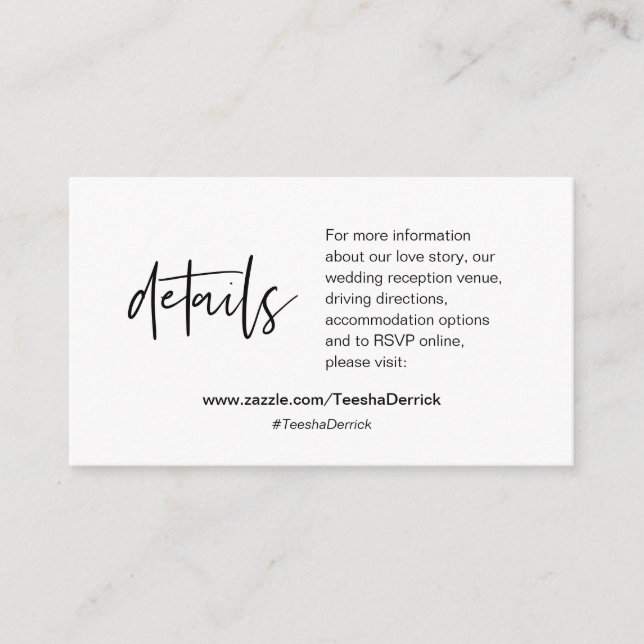 Våra bröllop-detaljer, Modern calligrafi Tilläggskort (Framsida)