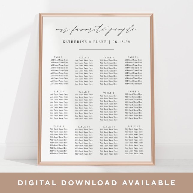 Våra favoriter | Sätesdiagram för skript Bröllop Poster (Skapare uppladdad)