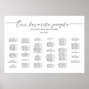 Våra Favoritpersoner Alfabetisk Bröllopsplacering Poster