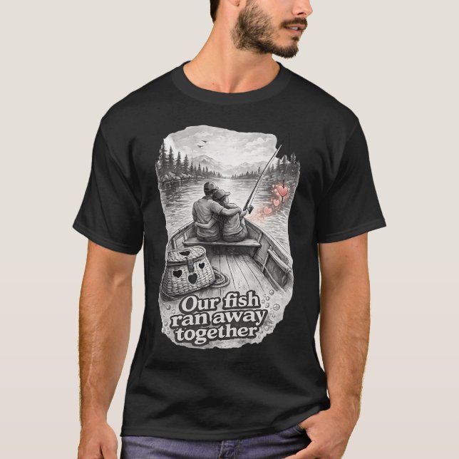 Våra fiskar rymde tillsammans t shirt (Framsida)