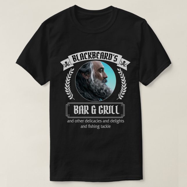 Våra Flagga dödar Blackbeard Pub och Grill T Shirt (Design framsida)